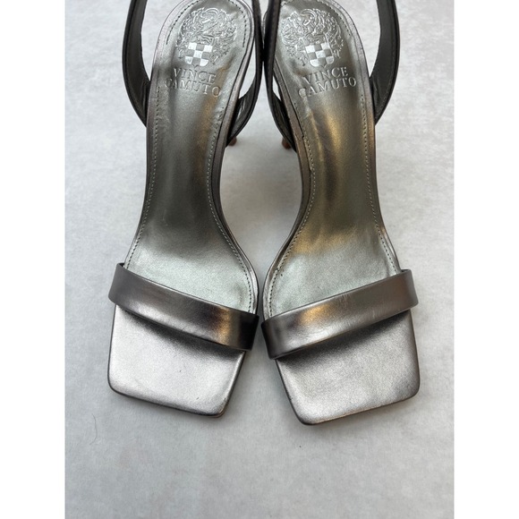 Vince Camuto Silver Heels Dress Sandals Square Toe Ankle‎ Strap Size 7 - Picture 2 of 6